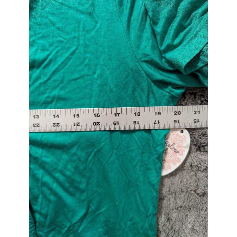 Harlow & Rose Short Sleeve V Neck Shirt Women's Size XL Green - Picture 6 of 9
